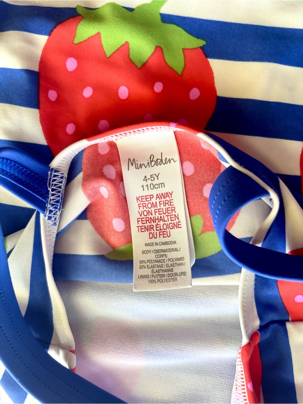 Mini Boden Strawberry One-Piece Swimsuit Size 110 (4-5 Years) - Picture 6 of 8
